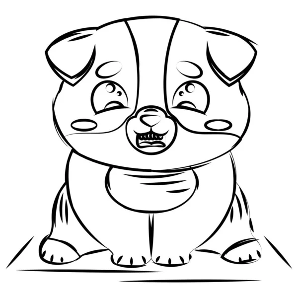 Elszigetelt Aranyos Vázlat Egy Boldog Kutya Karakter Vector Illusztráció — Stock Vector