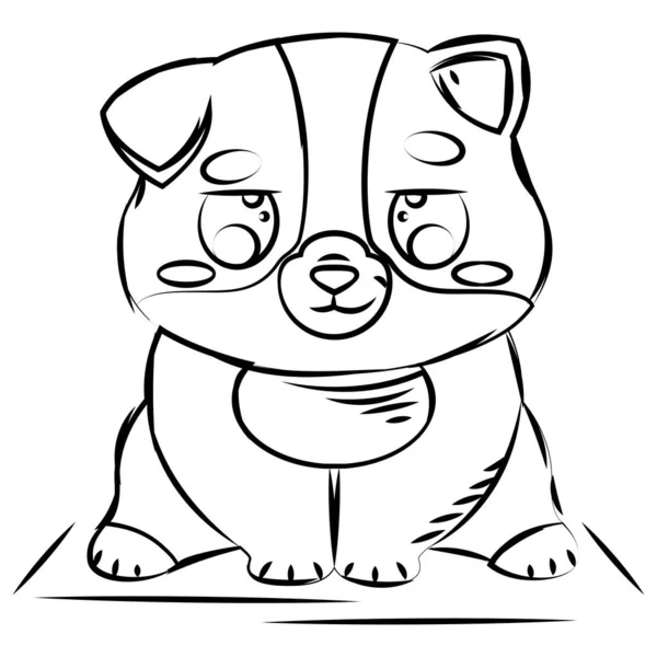 Изолированный Милый Эскиз Счастливого Персонажа Собаки Векторная Иллюстрация — стоковый вектор