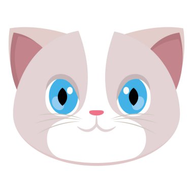 İzole edilmiş şirin kedi hayvan karakteri Avatar Vektör illüstrasyonu