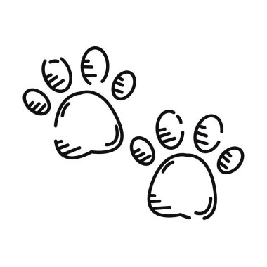 Bir çift köpek pençesi ikonu Vektör illüstrasyonunun izole edilmiş çizimi