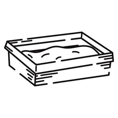 Bir kedi kum havuzu ikonu Vektör illüstrasyonunun izole edilmiş çizimi