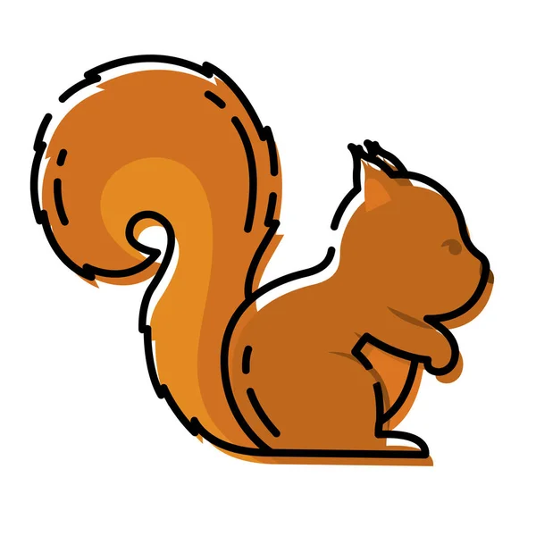 Isolierte Farbige Niedliche Eichhörnchen Tier Skizze Vektor Illustration — Stockvektor