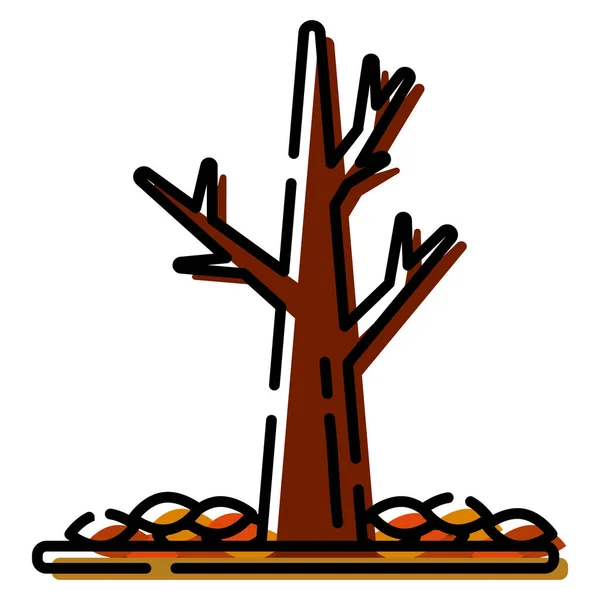 Изолированный Цветной Осенний Рисунок Иконки Дерева — стоковый вектор