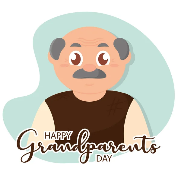 Cute Grandpa Character Happy Grandparents Day Vector Illustration — Stock Vector