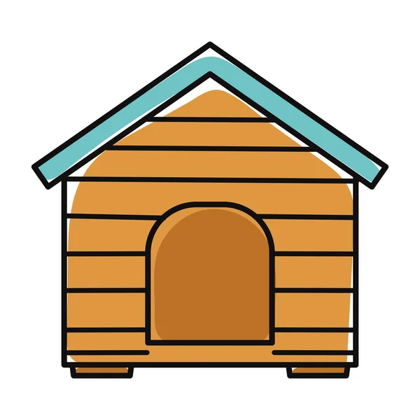 Icono Casa Madera Aislado Perro Color Vector Ilustración — Vector de stock