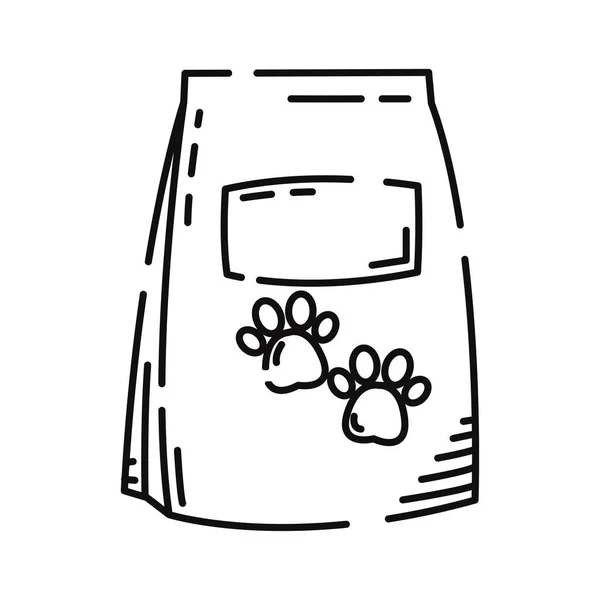 Μεμονωμένο Σκίτσο Σάκου Εικονιδίου Διανυσματικής Απεικόνισης Τροφής Κατοικίδιων Ζώων — Διανυσματικό Αρχείο