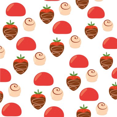 Çikolata şekerli vektör illüstrasyonlu renksiz desenli arkaplan