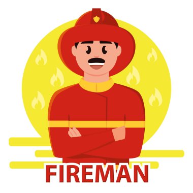 Tecrit edilmiş yakışıklı itfaiyeci karakteri Meslek Vektörü illüstrasyonu