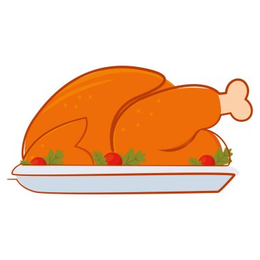 Ayrı renkte kızarmış hindi ikonu Vektör çizimi