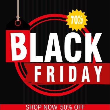 Kara Cuma renkli satış afişi Vektör illüstrasyonuName