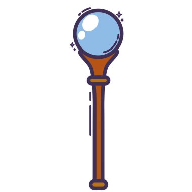 İzole edilmiş renkli büyücü kadrosu sihirli ikon vektör illüstrasyonu