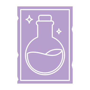 Tarot kartı vektör illüstrasyonunda sihirli iksir şişesinin taslağı