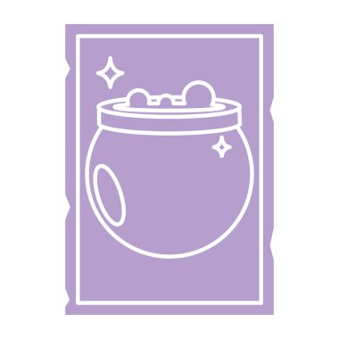 Tarot kartı vektör illüstrasyonundaki sihirli simya kazanın taslağı.