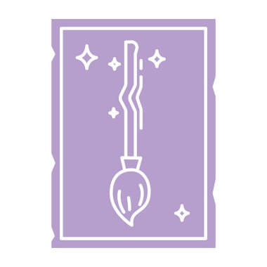 Tarot kartı vektör illüstrasyonundaki sihirli süpürgenin taslağı