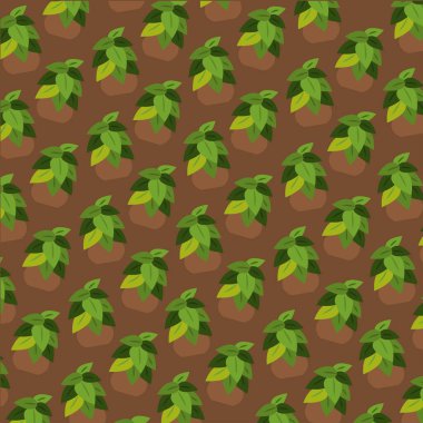 Kapalı bitki simgeleri vektör illüstrasyonlu kusursuz desen arkaplanı