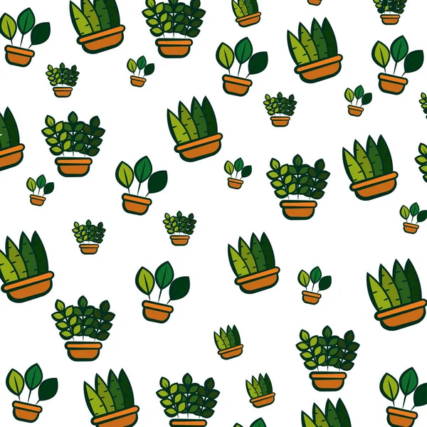 Seamless Pattern Background Indoor Plant Icons Vector Illustration — Stock Vector