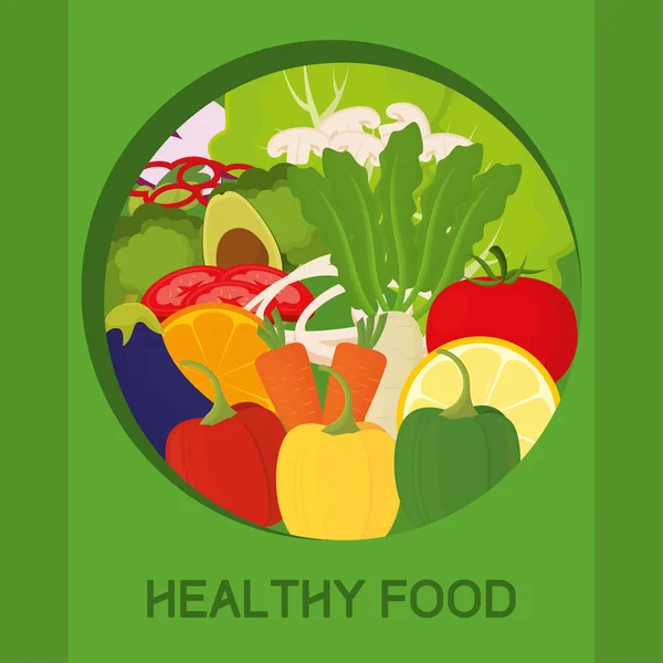Groupe Isolé Légumes Aliments Sains Illustration Vectorielle — Image vectorielle