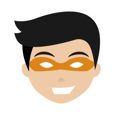 İzole edilmiş sevimli erkek süper kahraman Avatar karakter Vektör illüstrasyonu