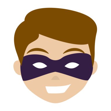 İzole edilmiş sevimli erkek süper kahraman Avatar karakter Vektör illüstrasyonu