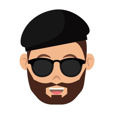 Tecrit edilmiş yakışıklı erkek hippi karakter Avatar Vektör çizimi