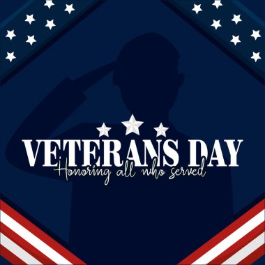 Asker Vektör illüstrasyonunun silüetiyle birlikte renkli bir gazi günü posteri.