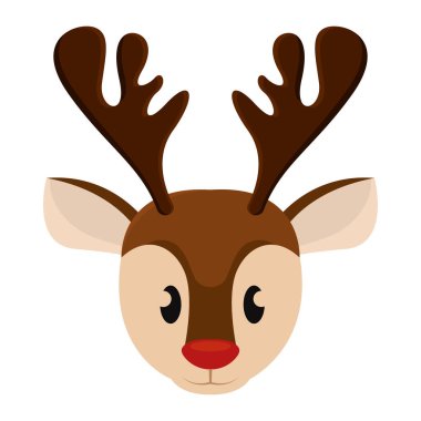 İzole edilmiş şirin noel geyiği avatar karakter Vektör illüstrasyonu