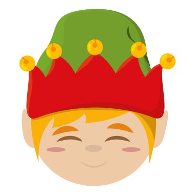 İzole edilmiş şirin noel elf karakter Avatar Vektör illüstrasyonu