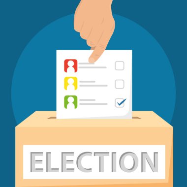 Seçim günü temsilcisi illüstrasyonunda el ele tutuşmak