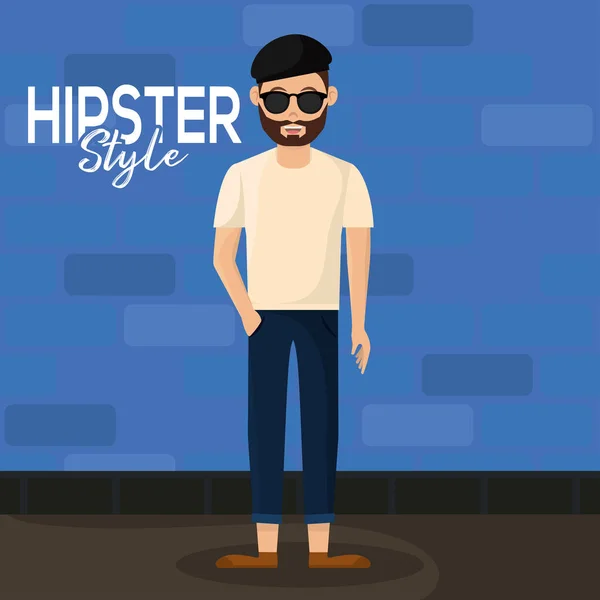 Isolated Handsome Male Hipster Character Vector Illustration — Stock Vector