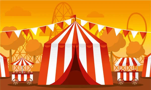 Tente Carnaval Isolée Parc Attractions Illustration Vectorielle — Image vectorielle
