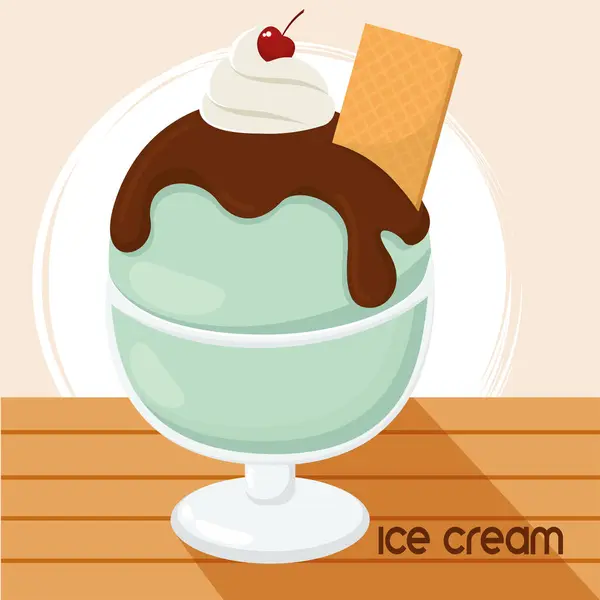 Изолированное Мороженое Печеньем Иконкой Вишневого Наброска — стоковый вектор