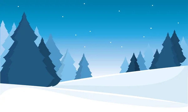 Studené Barevné Zimní Sezónní Přírodní Krajina Vektorové Ilustrace — Stockový vektor