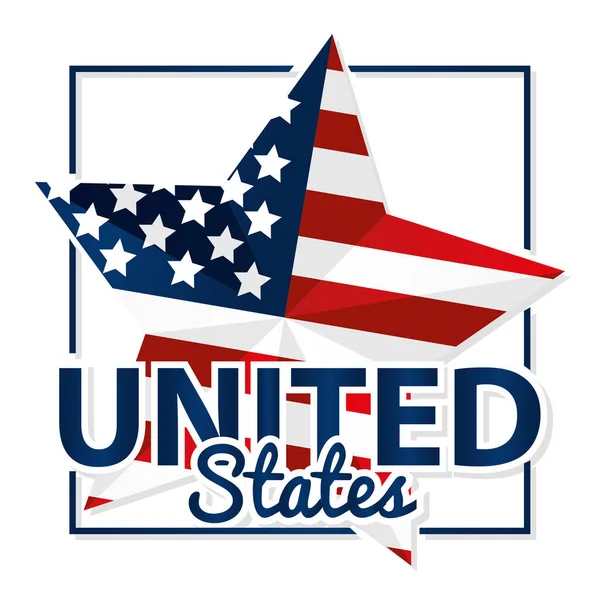Vereinzelte Sternform Mit Der Flagge Der Vereinigten Staaten Vector Illustration — Stockvektor