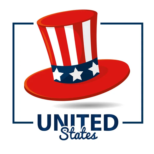 Vereinzelter Traditioneller Hut Mit Streifen Und Sternformen Vereinigte Staaten Vektor — Stockvektor