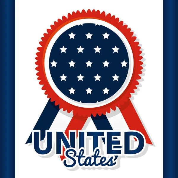 Vereinzelte Medaillenplakette Mit Streifen Und Sternformen Vereinigte Staaten Vektor Abbildung — Stockvektor