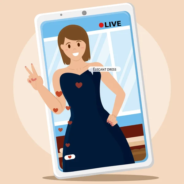 Okostelefon Egy Patak Egy Lány Streaming Szolgáltatások Vektor Illusztráció Stock Illusztrációk