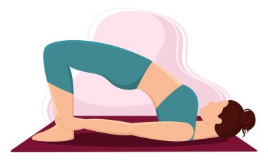 Yoga yapan münzevi tatlı kız karakter Vektör illüstrasyonları yapıyor.