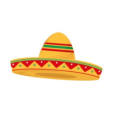İzole edilmiş renkli geleneksel Meksika şapka vektörü illüstrasyonu