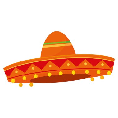 İzole edilmiş renkli geleneksel Meksika şapka vektörü illüstrasyonu
