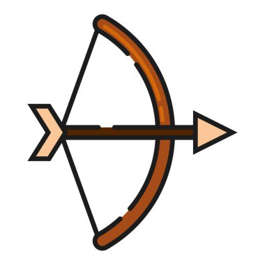 İzole edilmiş renkli yay ve ok Oyun ikonu Vektör illüstrasyonu