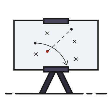 İzole edilmiş Futbol Oyun Planlama Kurulu Spor Simgesi Vektörü illüstrasyonu