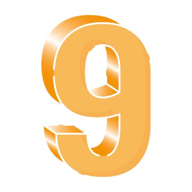 İzole edilmiş renkli 3d numara 9 Tipografi Vektörü illüstrasyonu