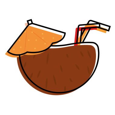 Bir tropikal kokteyl ikonu Vektör illüstrasyonunun izole edilmiş renkli çizimi