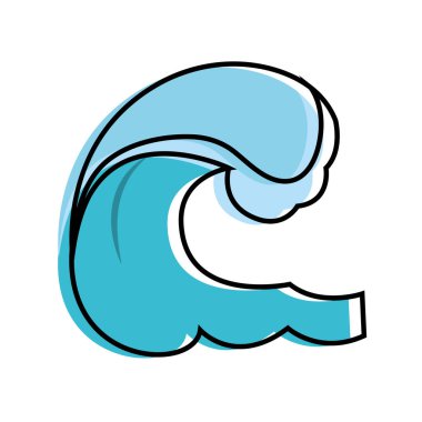 Bir deniz dalgası ikonu Vektör illüstrasyonunun izole edilmiş renkli çizimi