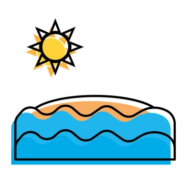 Bir gün batımı simgesi Vektör illüstrasyonunun izole edilmiş renkli çizimi