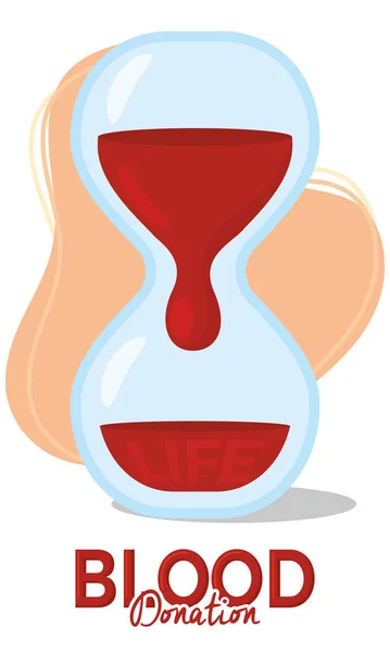 Sandwatch Cheio Tempo Medição Sangue Doação Sangue Ilustração Vetorial — Vetor de Stock