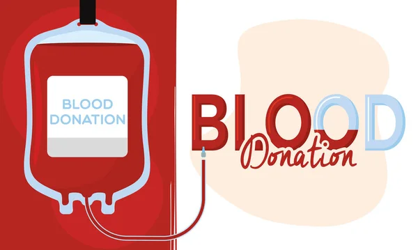 Bolsa Sangre Conectada Texto Donación Sangre Ilustración Vectorial — Vector de stock