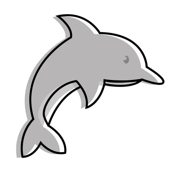 Izolovaný Barevný Náčrt Ikony Delfína Vektorová Ilustrace — Stockový vektor