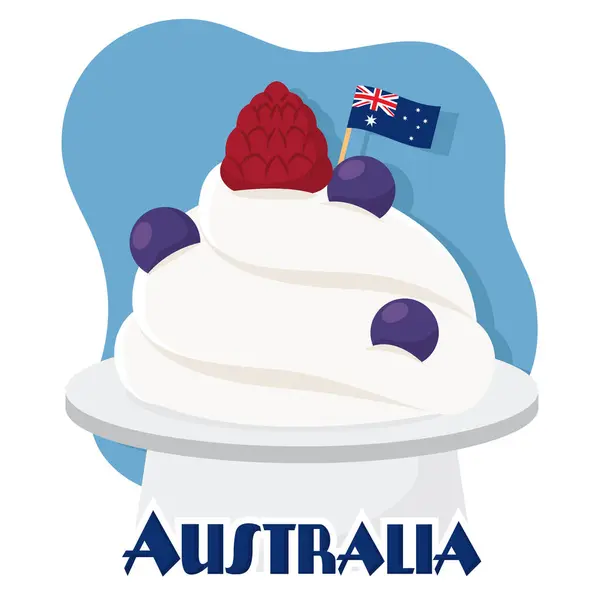 Sobremesa Australiana Tradicional Isolada Com Sua Bandeira Ilustração Vetorial —  Vetores de Stock