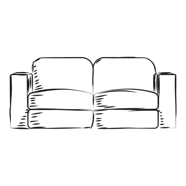 Desenho Isolado Uma Mobília Sofá Ilustração Vetorial —  Vetores de Stock